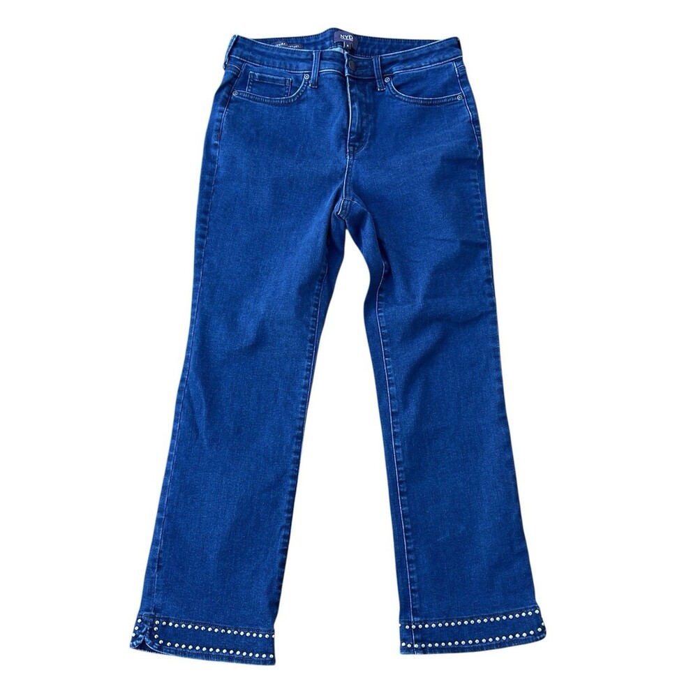 NYDJ Barbara Bootcut Studded Hem Jeans Size 6 Lift Tuck Technology